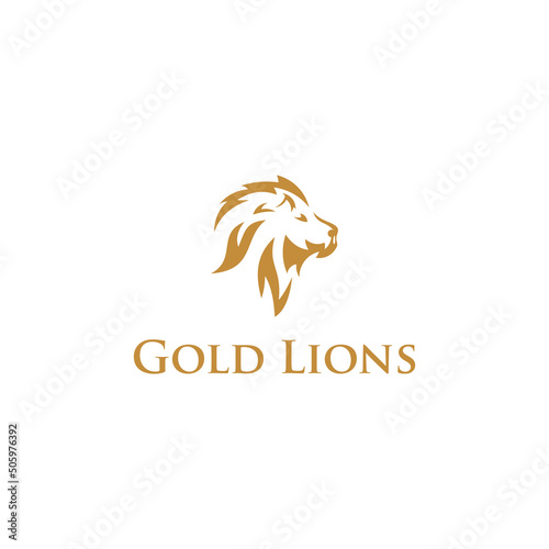 Gold Lion Head Vector Logo Template 
