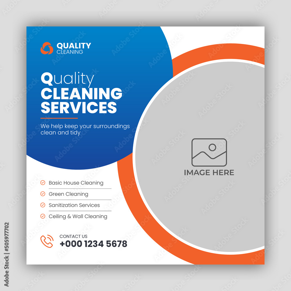 Obraz premium Cleaning service square flyer social media post or web banner template