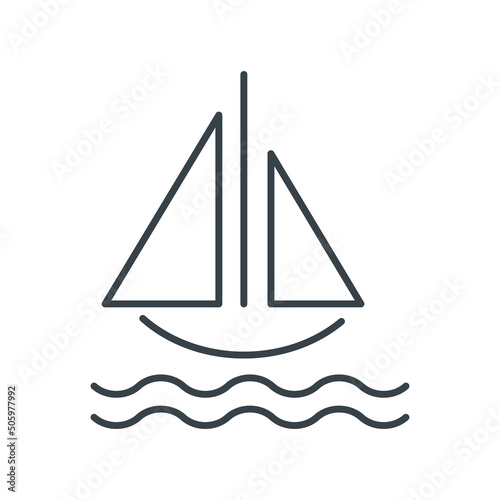 Sailboat line art thin icon