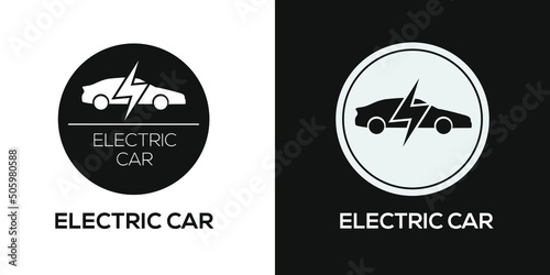Bild auf Leinwand Creative (Electric car) Icon, Vector sign.