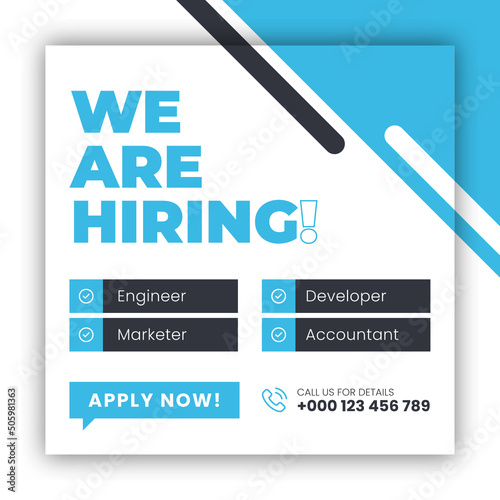 We are hiring job vacancy web banner and social media post template