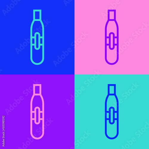 Pop art line Electronic cigarette icon isolated on color background. Vape smoking tool. Vaporizer Device. Vector
