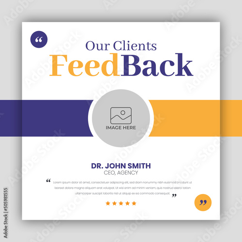 Customer feedback testimonial social media post web banner template