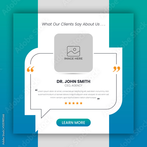 Customer feedback testimonial social media post web banner template