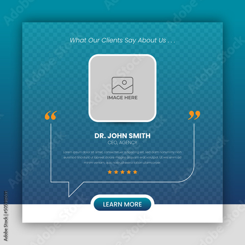 Customer feedback testimonial social media post web banner template