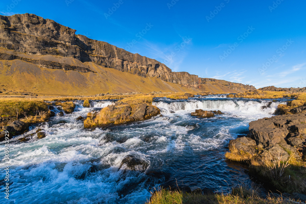 beautiful Fossálar Foss midway li la lo in Iceland
