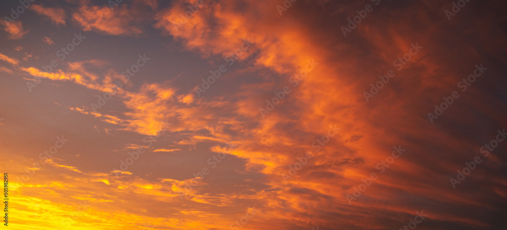 Beautiful Red Clouds, amazing sunset, red clouds panoramic