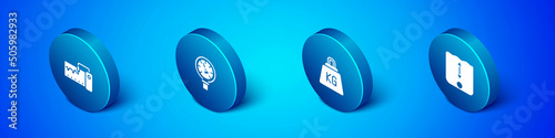 Set Isometric Measuring instrument, Weight, Depth measurement and Pressure water meter icon. Vector