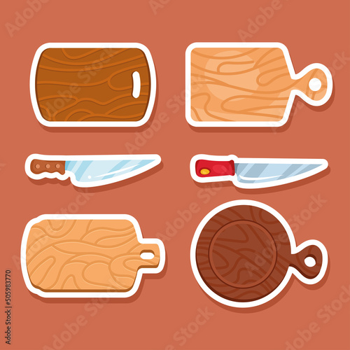 kitchen knifes and boards