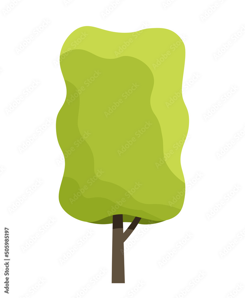 Green Tree icon. Sticker with garden plant with geometric wavy rectangular shape. Design element for banners. Environment and nature. Cartoon flat vector illustration isolated on white background Green Tree icon. Sticker with garden plant with geometric wavy rectangular shape. Design element for banners. Environment and nature. Cartoon flat vector illustration isolated on white background