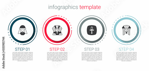 Set Egyptian man, Sphinx, Cross ankh and pharaoh. Business infographic template. Vector