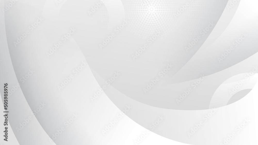 Obraz premium Technology banner design with white and grey waves. Abstract geometric vector background