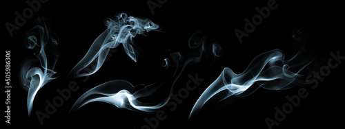 White smoke abstract on black background, fire design © phadungsakphoto