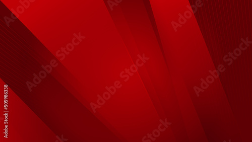 Abstract background of wave line stripes circle curved surfaces and halftone dots in red colors