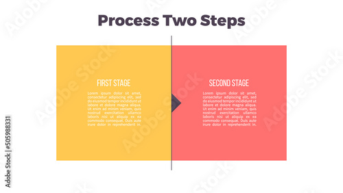 Business process. Chart with 2 steps, options, sections. Vector template.