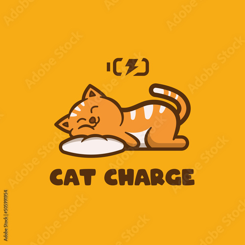 cute cat sleeping illustration in flat design