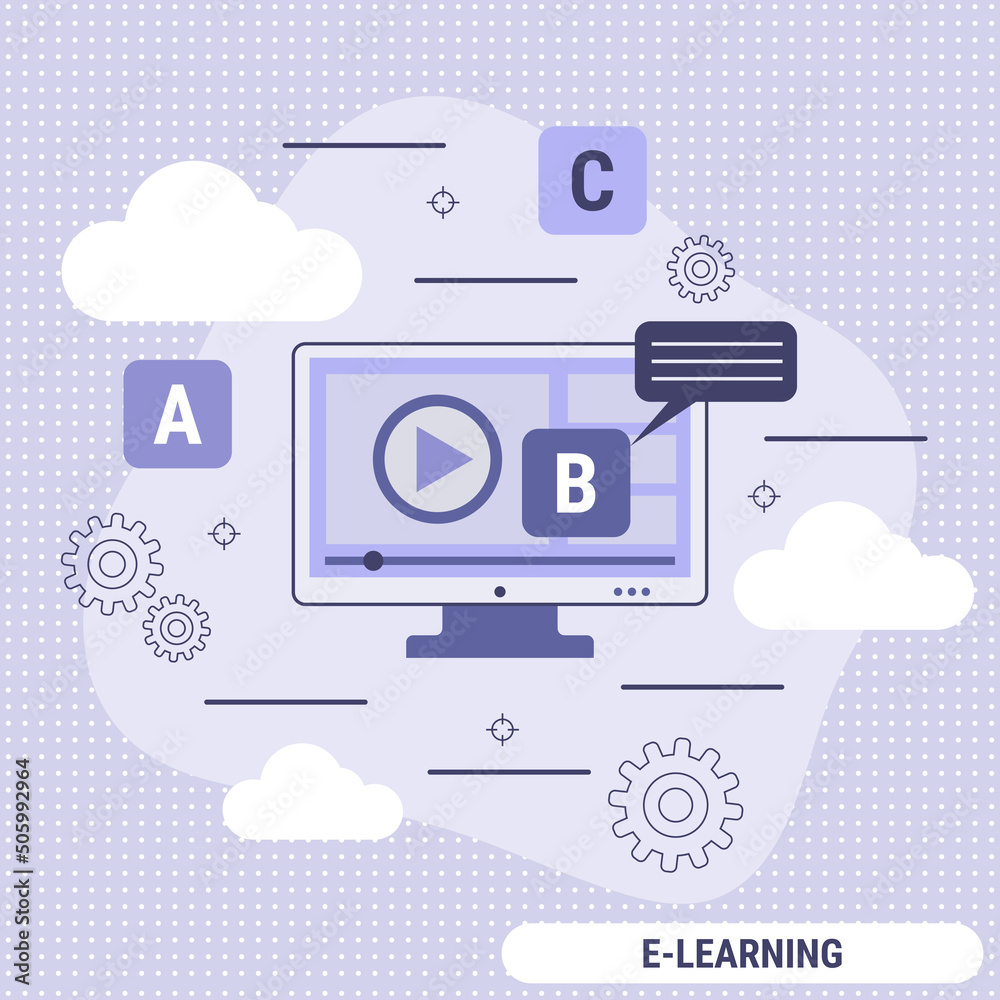 E-learning, video tutorial, online education, user guide flat design style vector concept illustration E-learning, video tutorial, online education, user guide flat design style vector concept illustration