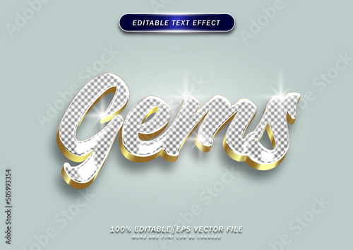 Luxury gem text effect. Gold text with elegant pattern diamond.