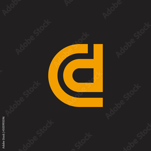 letter cd simple geometric colorful line logo vector