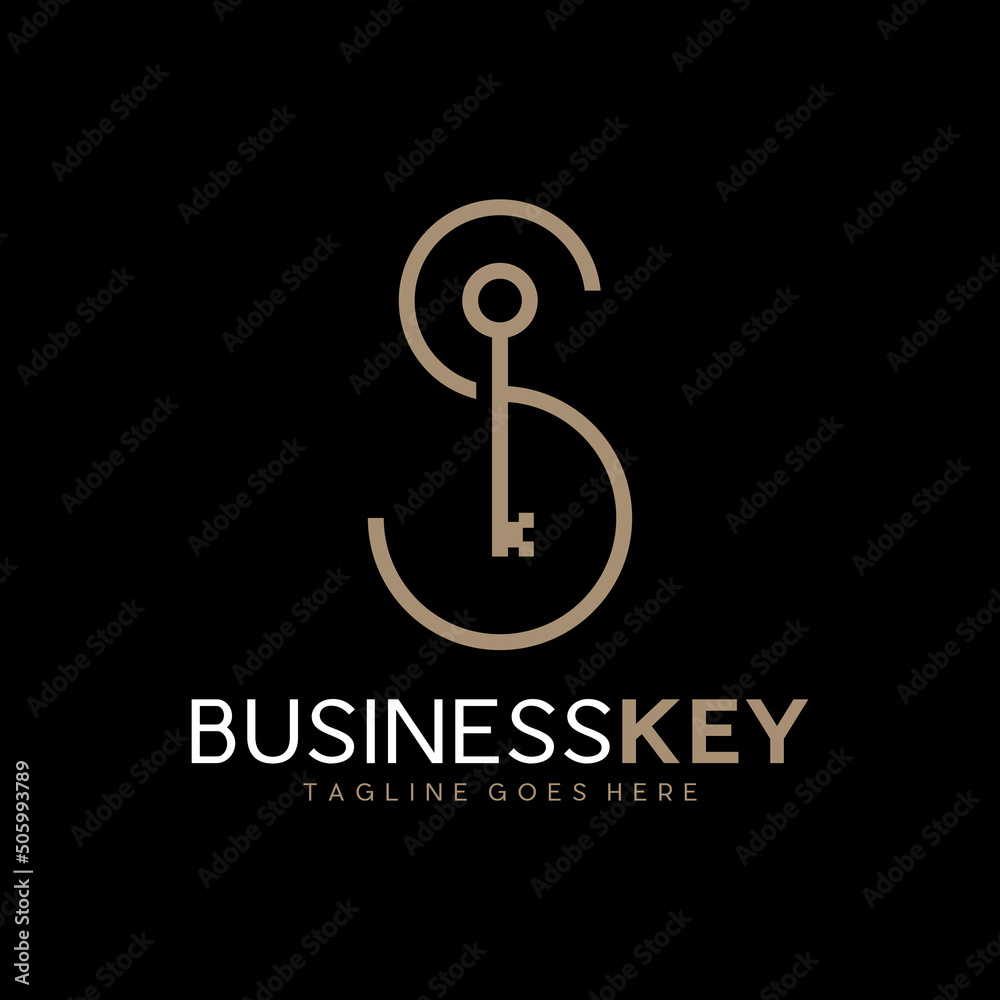 business key illustration logo with letter SK business key illustration logo with letter SK