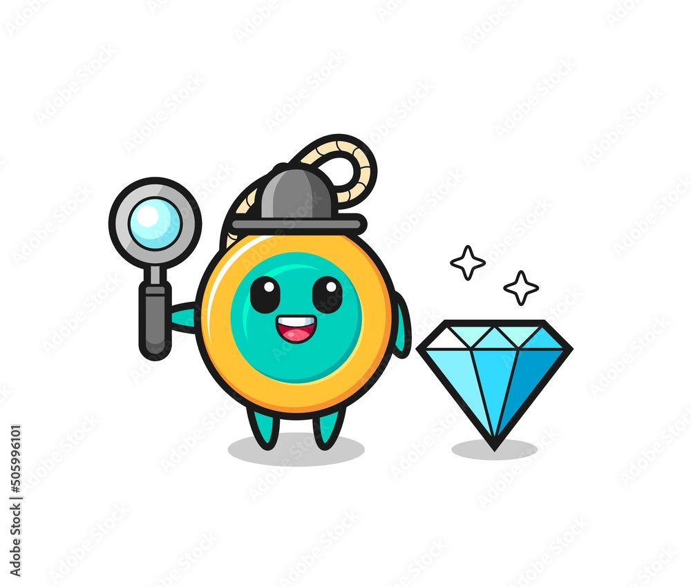 Illustration of yoyo character with a diamond Illustration of yoyo character with a diamond