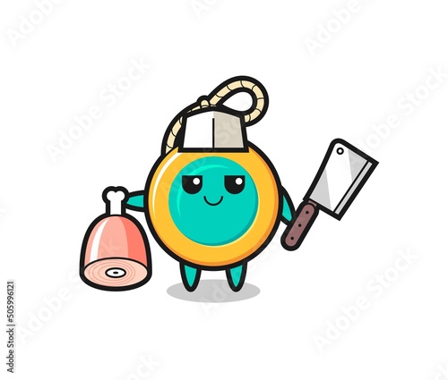 Illustration of yoyo character as a butcher