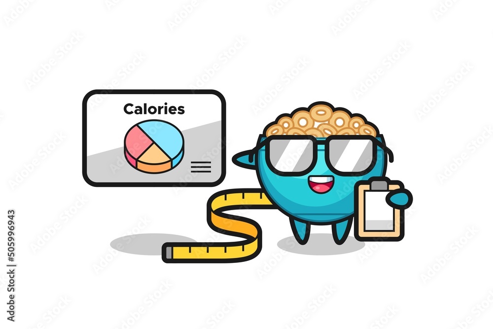 Illustration of cereal bowl mascot as a dietitian
