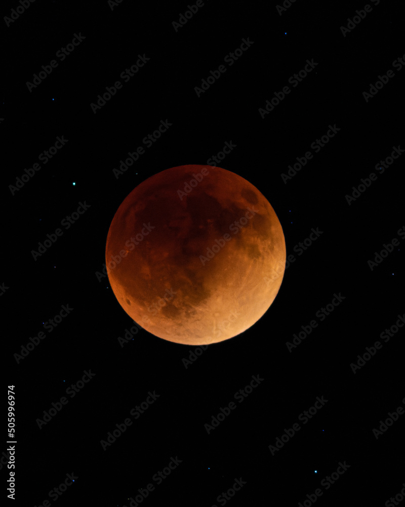 super flower blood moon in night sky with stars super flower blood moon in night sky with stars