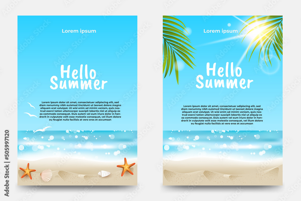 Fotografie summer flyer design. tropical beach background.