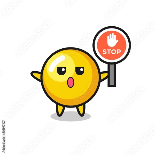 egg yolk character illustration holding a stop sign
