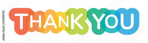 Thank you text, colorful word for web design, vector illustration.