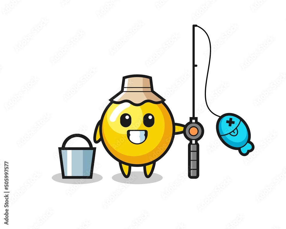 Mascot character of egg yolk as a fisherman Mascot character of egg yolk as a fisherman