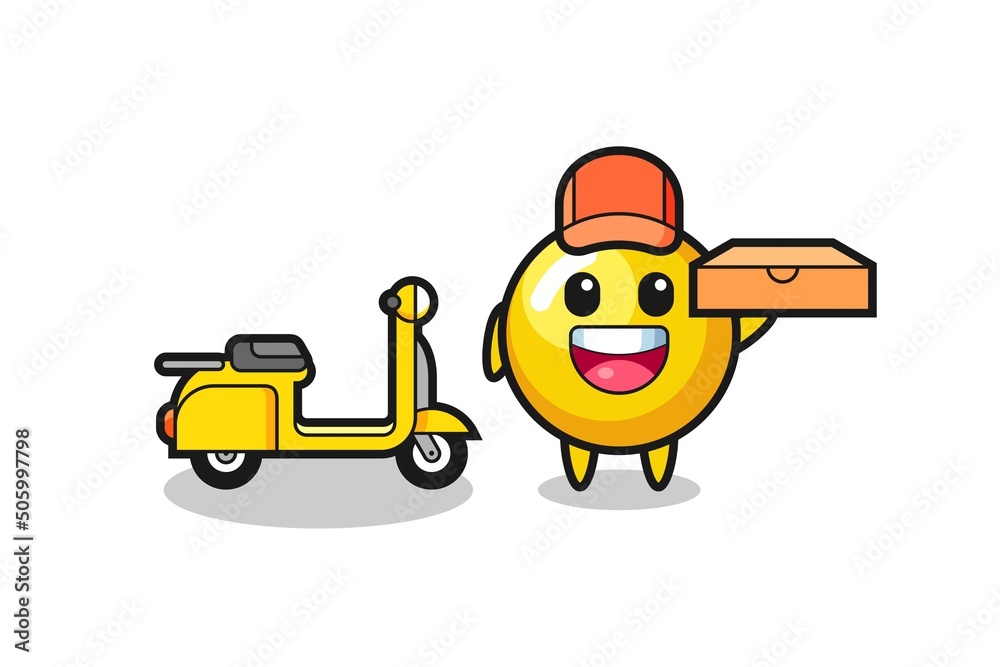 Fototapeta premium Character Illustration of egg yolk as a pizza deliveryman