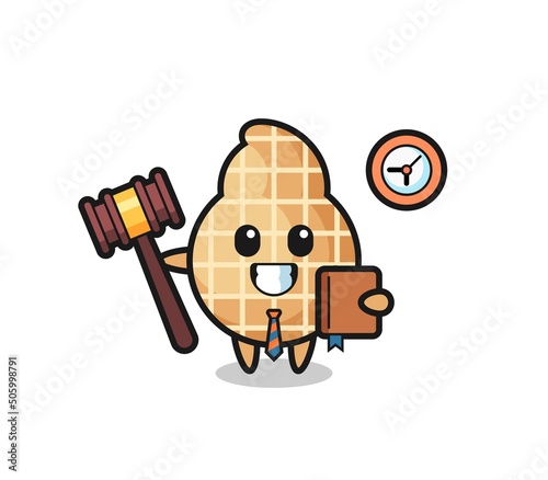 Mascot cartoon of peanut as a judge