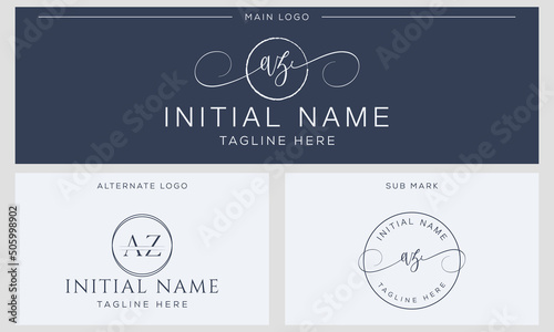 A Z AZ Initial handwriting signature logo template vector. Hand lettering for designs