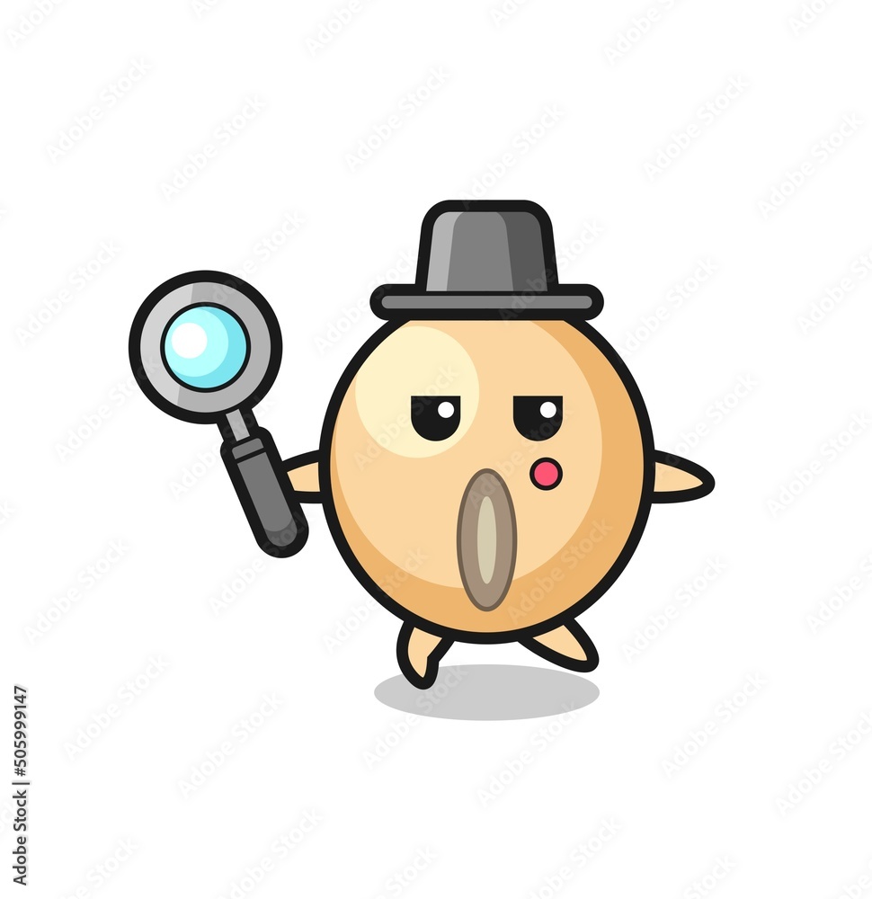 soy bean cartoon character searching with a magnifying glass soy bean cartoon character searching with a magnifying glass