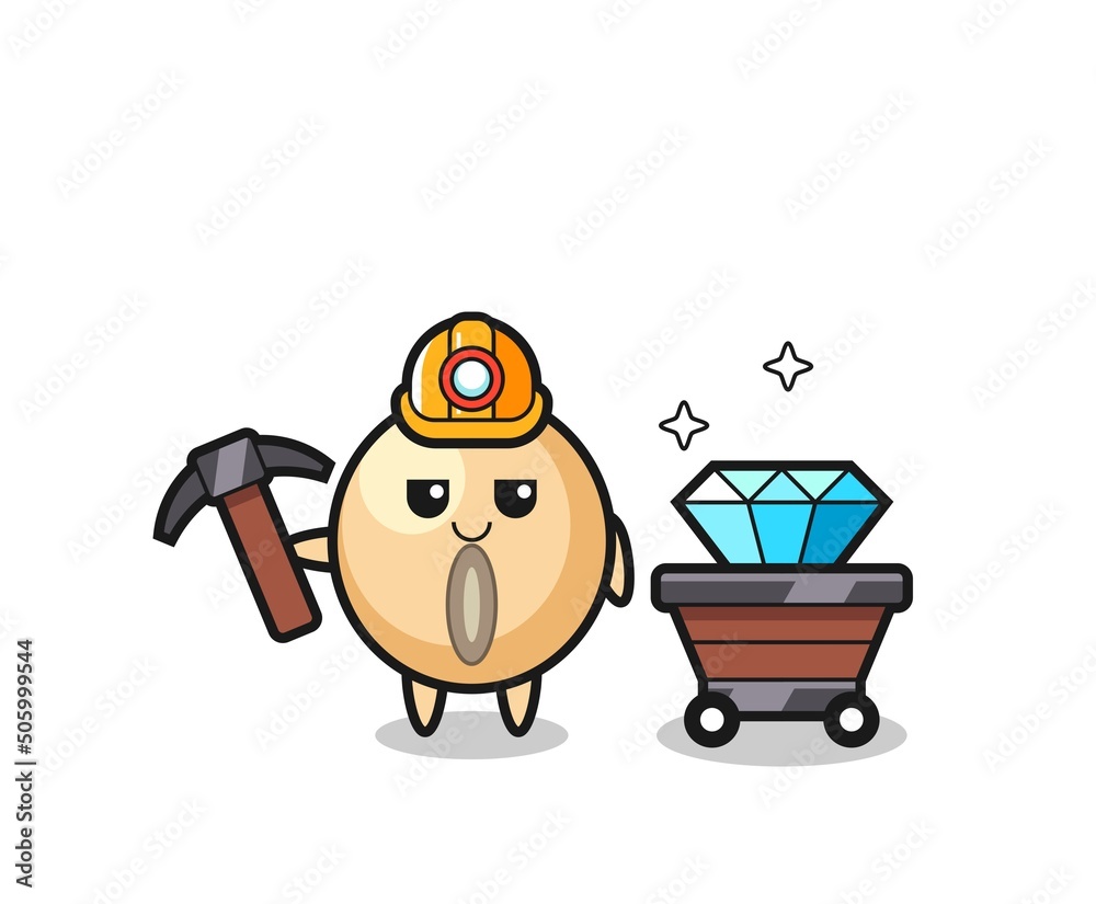 Character Illustration of soy bean as a miner Character Illustration of soy bean as a miner