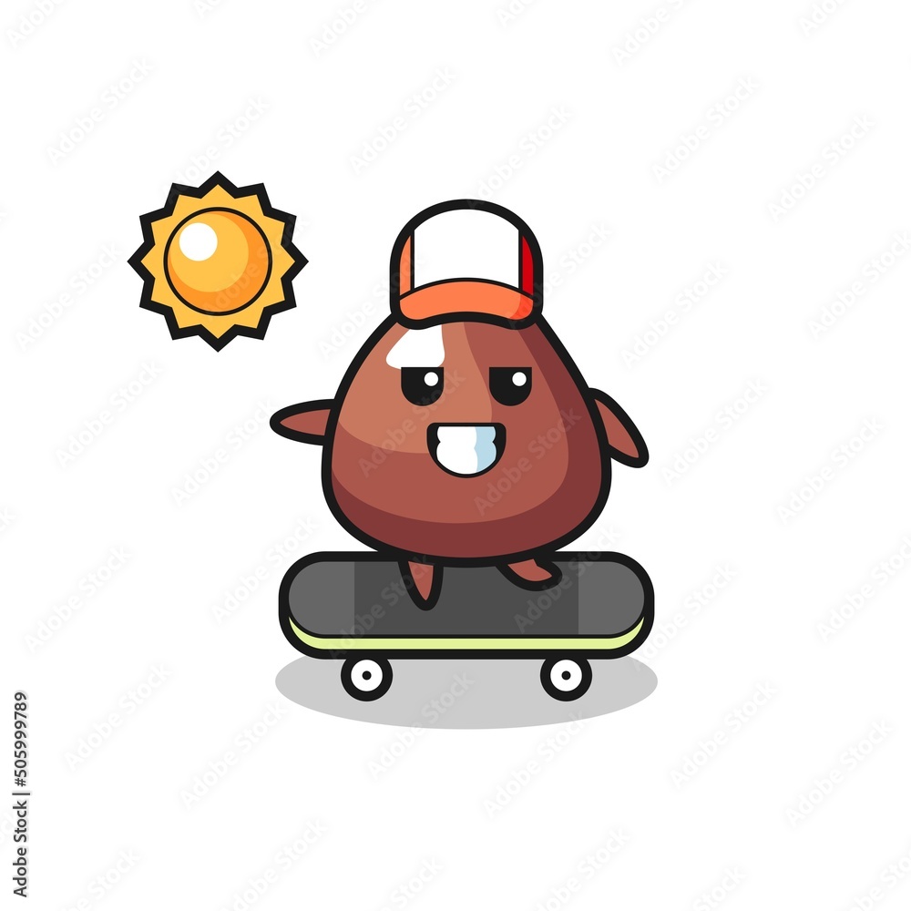 choco chip character illustration ride a skateboard