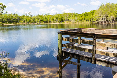 Pier on Gator Lake, Six Mile Cypress Slough, Nature Preserve, Fort Myers, Florida, USA