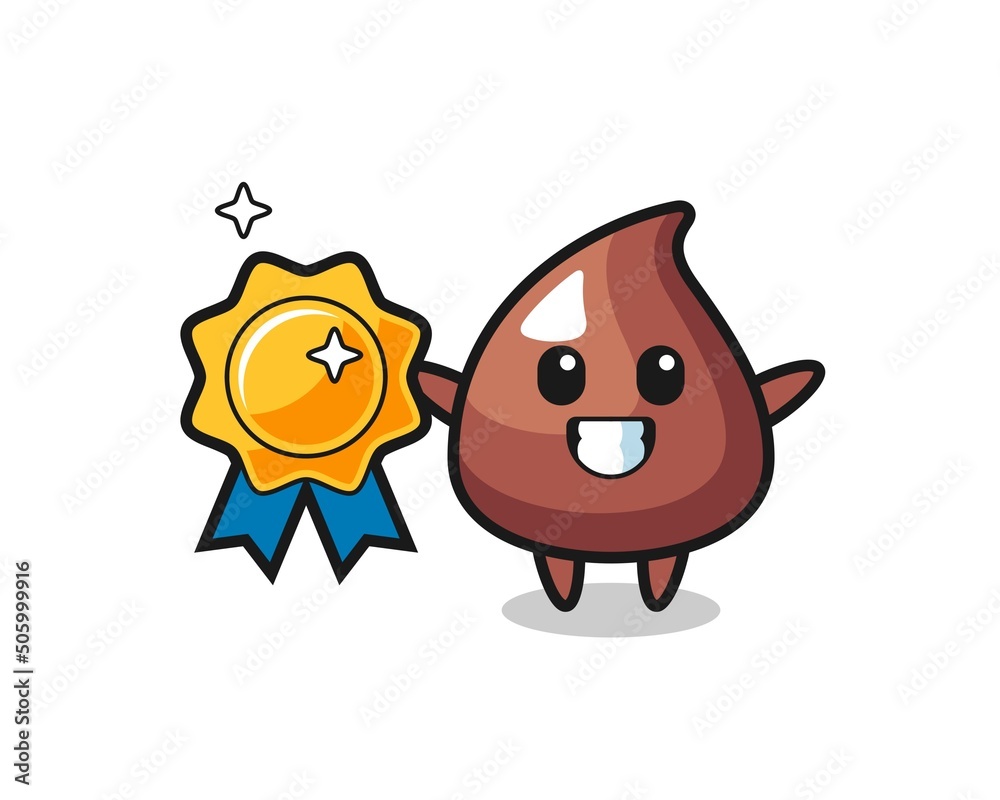 choco chip mascot illustration holding a golden badge