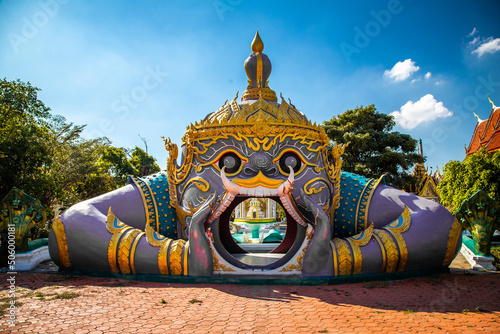 Schilderij op canvas Wat Khung Tha Lao temple with hanuman head entrance, in Lopburi, Thailand