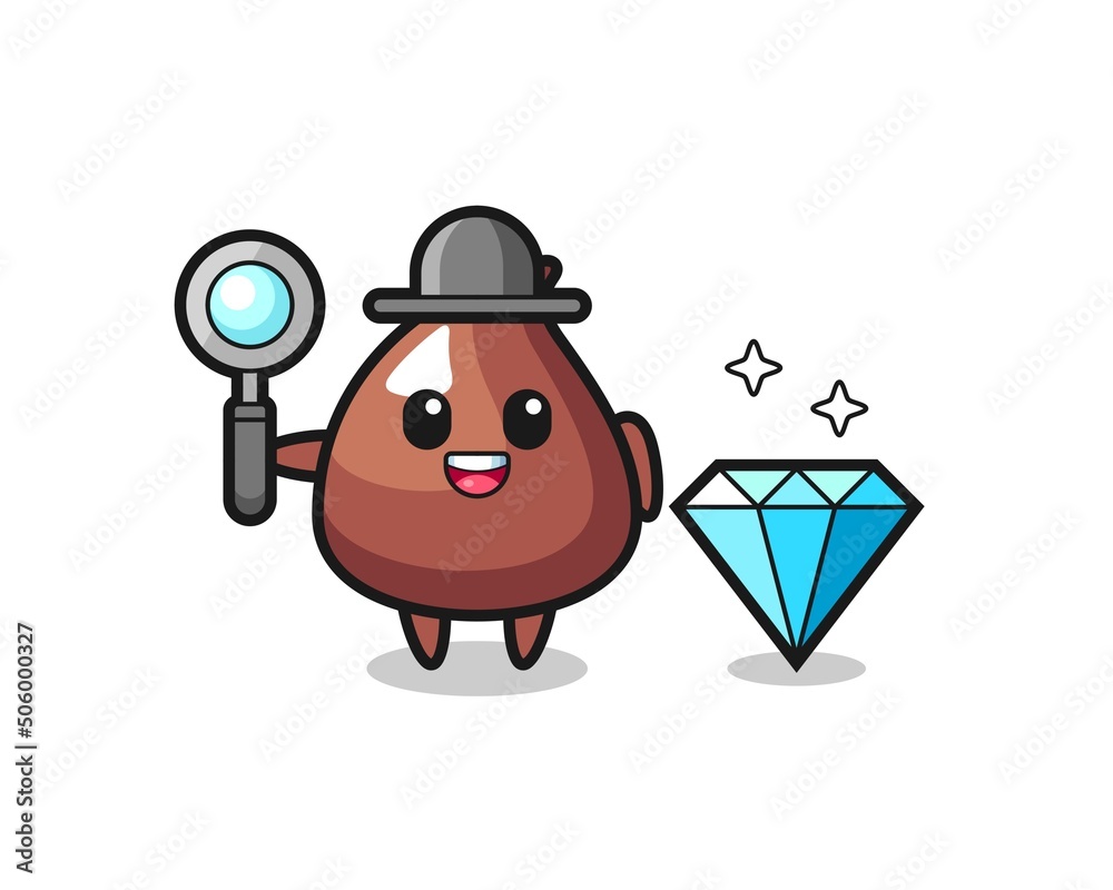 Illustration of choco chip character with a diamond Illustration of choco chip character with a diamond