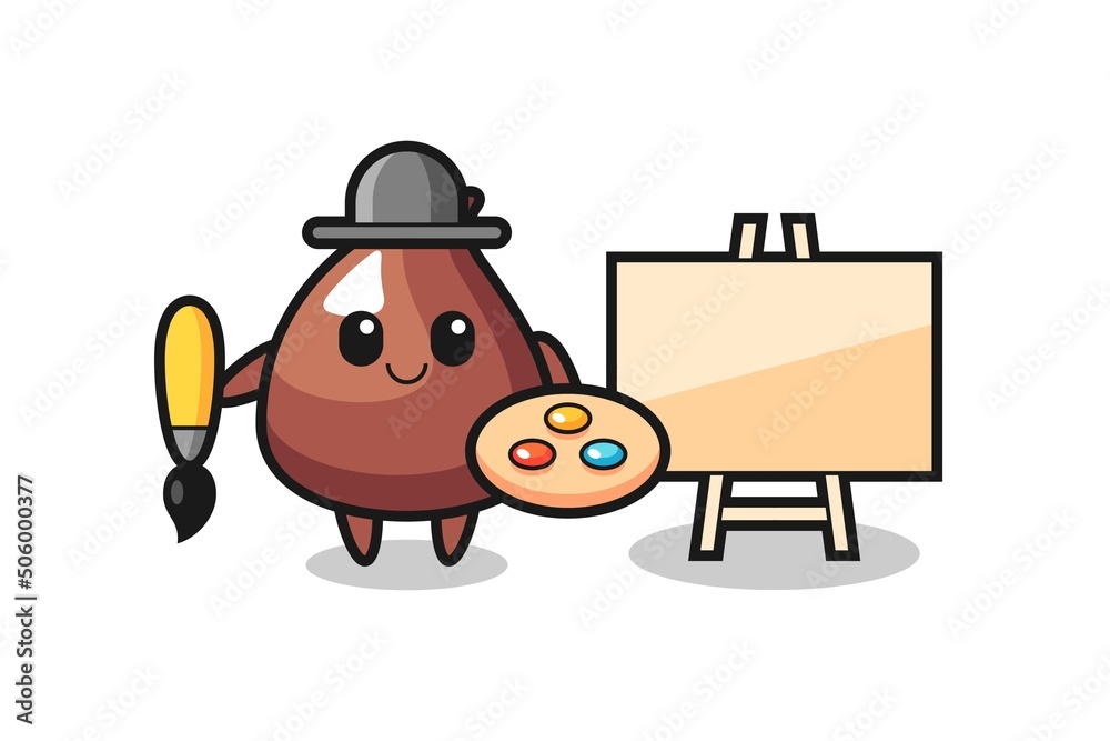 Illustration of choco chip mascot as a painter Illustration of choco chip mascot as a painter