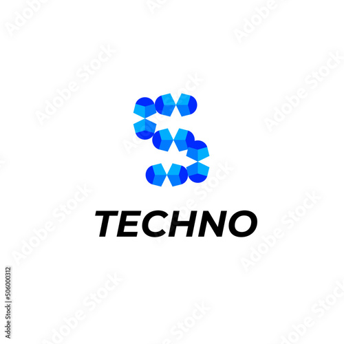 letter s corporate modern tech logo identity