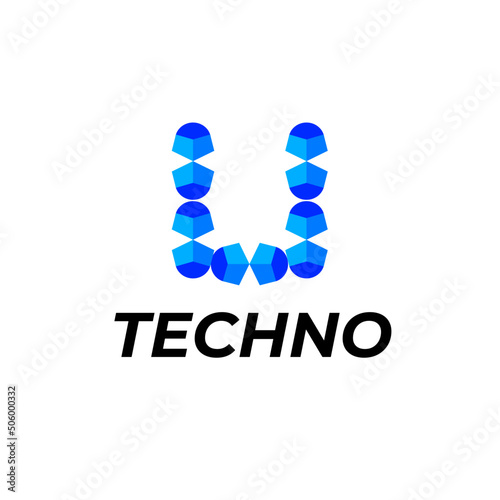 letter u corporate modern tech logo identity