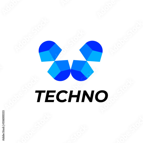 letter v corporate modern tech logo identity