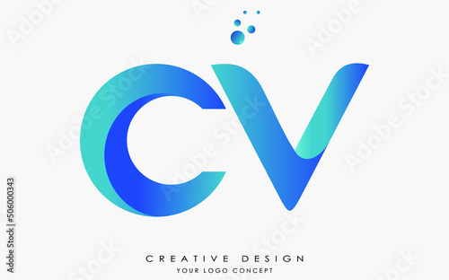 CV letter logo design template vector