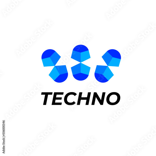 letter w corporate modern tech logo identity