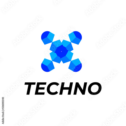 letter x corporate modern tech logo identity