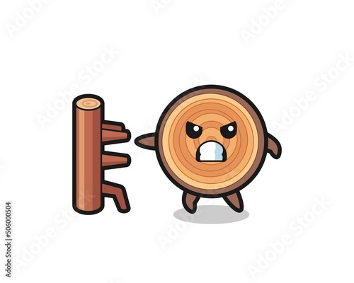 wood grain cartoon illustration as a karate fighter